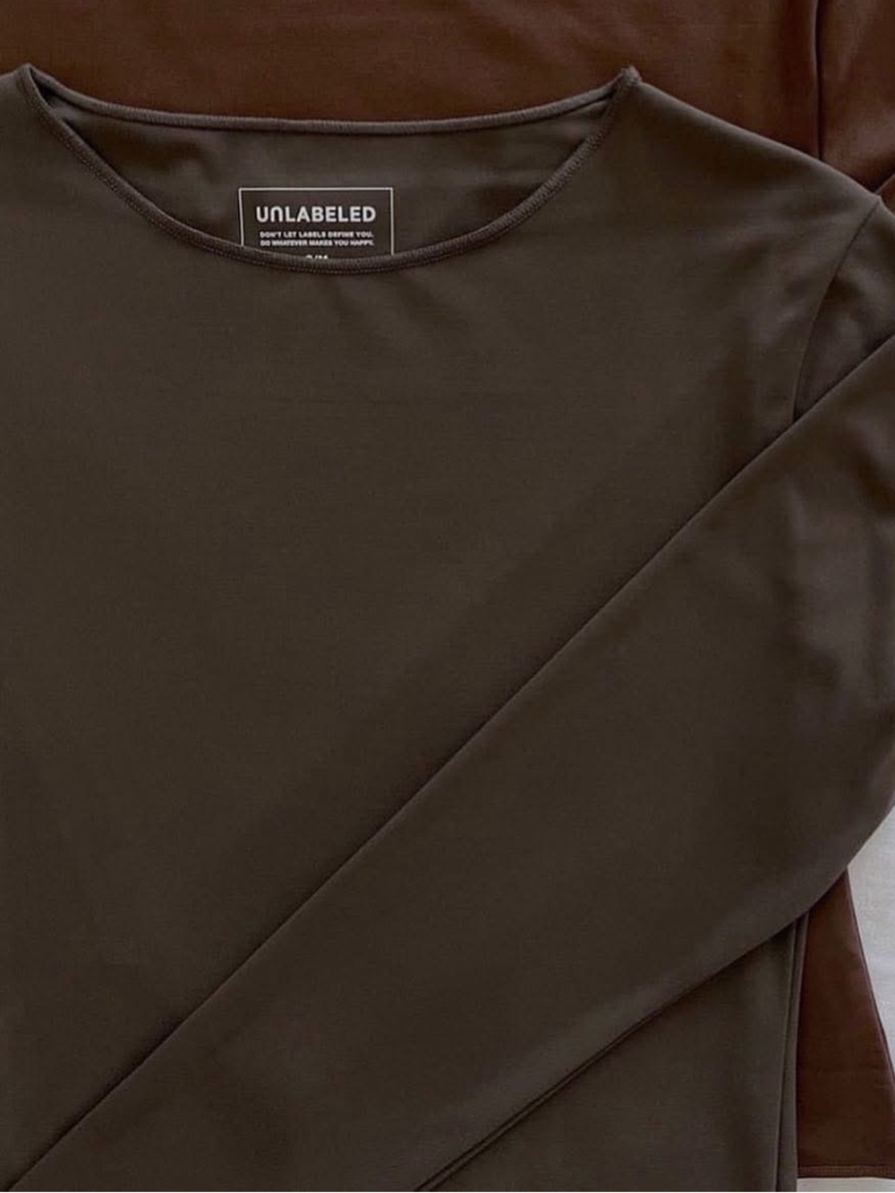 Unlabeled by Anna Petrosian Long Sleeve Crew Neck Bodysuit in Earl Grey